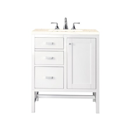 James Martin Vanities Addison 30in Single Vanity, Glossy White w/ 3 CM Eternal Marfil Top E444-V30-GW-3EMR